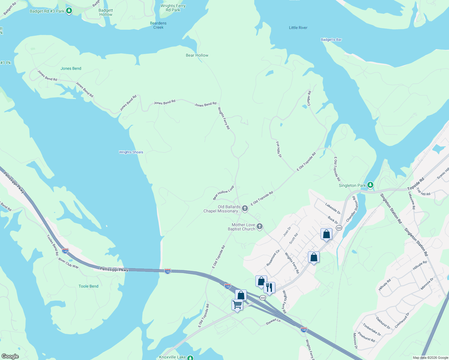 map of restaurants, bars, coffee shops, grocery stores, and more near 4111 Wrights Ferry Road in Louisville