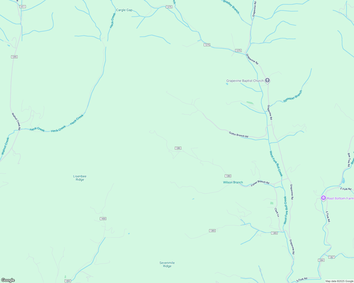 map of restaurants, bars, coffee shops, grocery stores, and more near 1322 Fisher Branch Road in Marshall