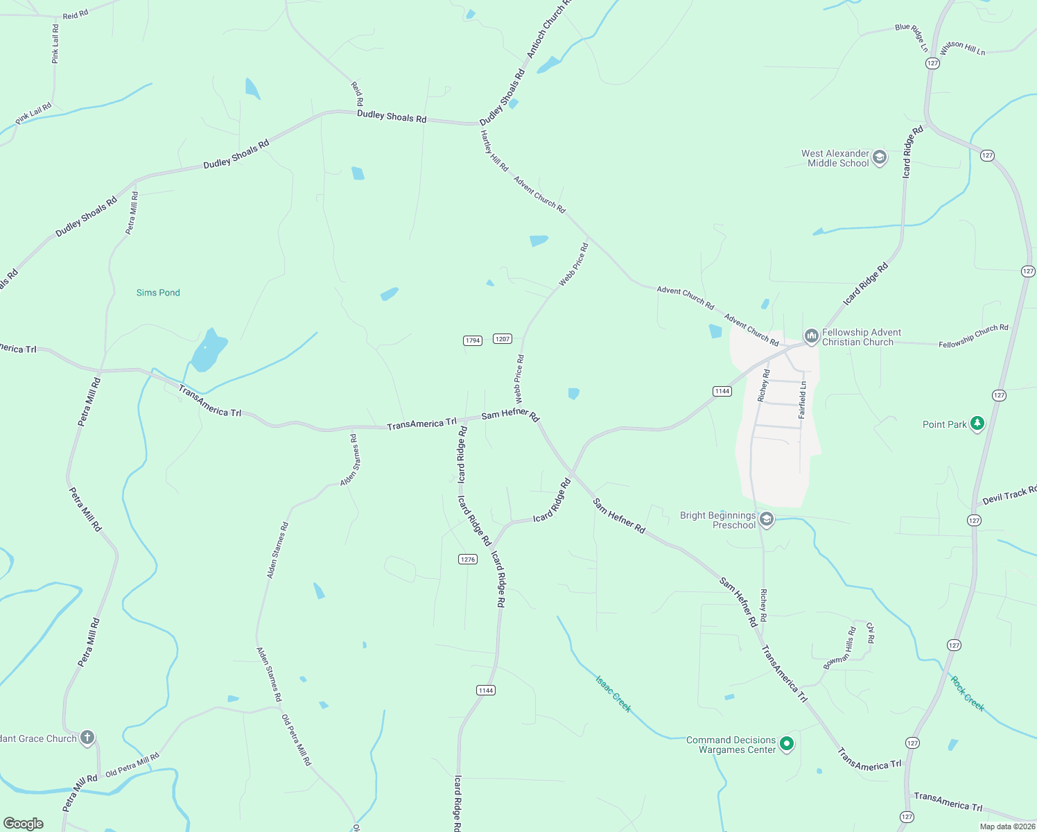 map of restaurants, bars, coffee shops, grocery stores, and more near 1289 Sam Hefner Road in Granite Falls