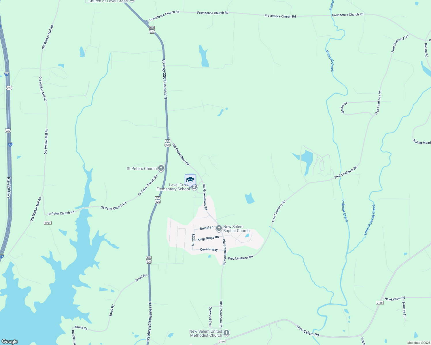 map of restaurants, bars, coffee shops, grocery stores, and more near 626 Salem Ridge Drive in Randleman