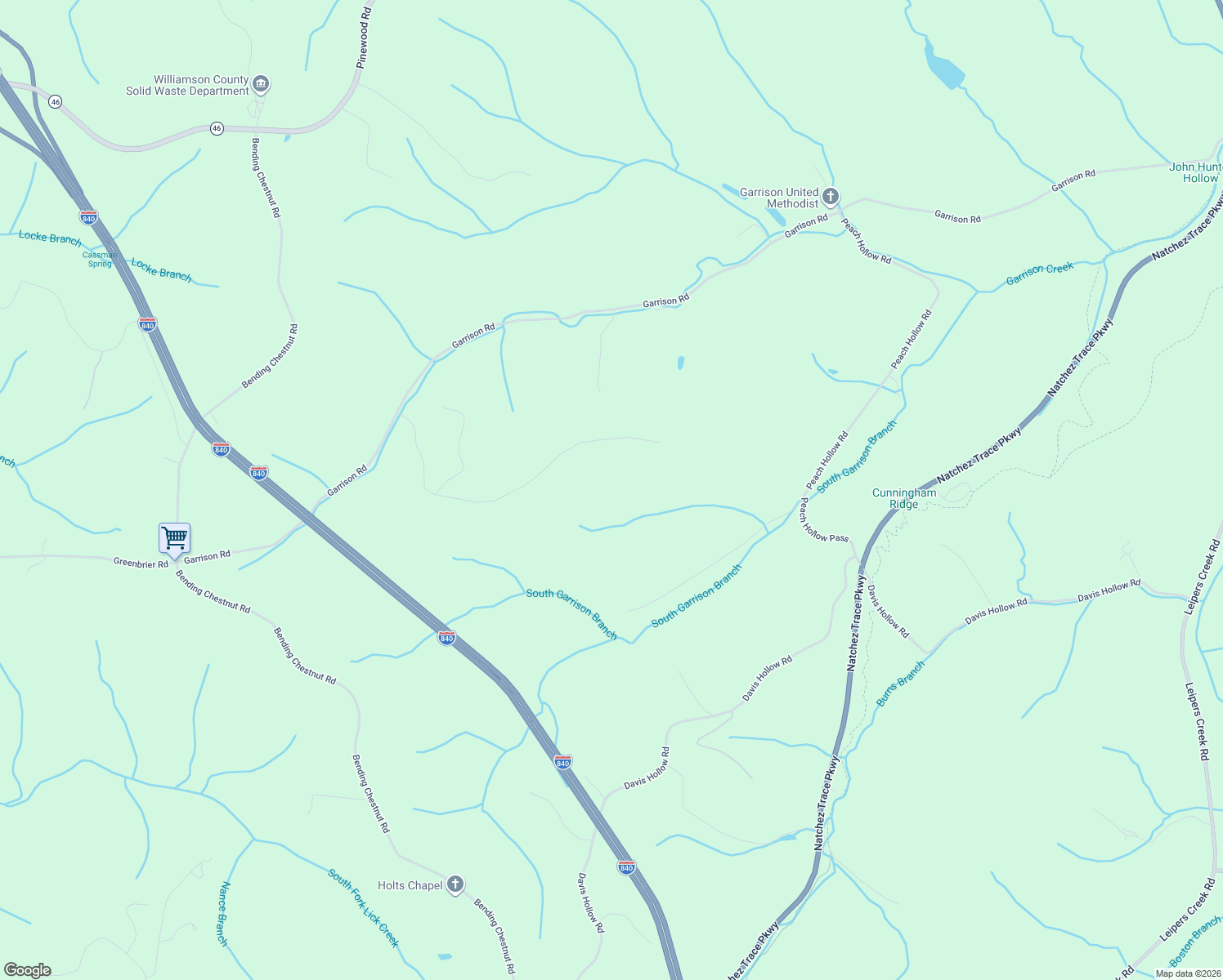map of restaurants, bars, coffee shops, grocery stores, and more near 6011 Garrison Road in Franklin