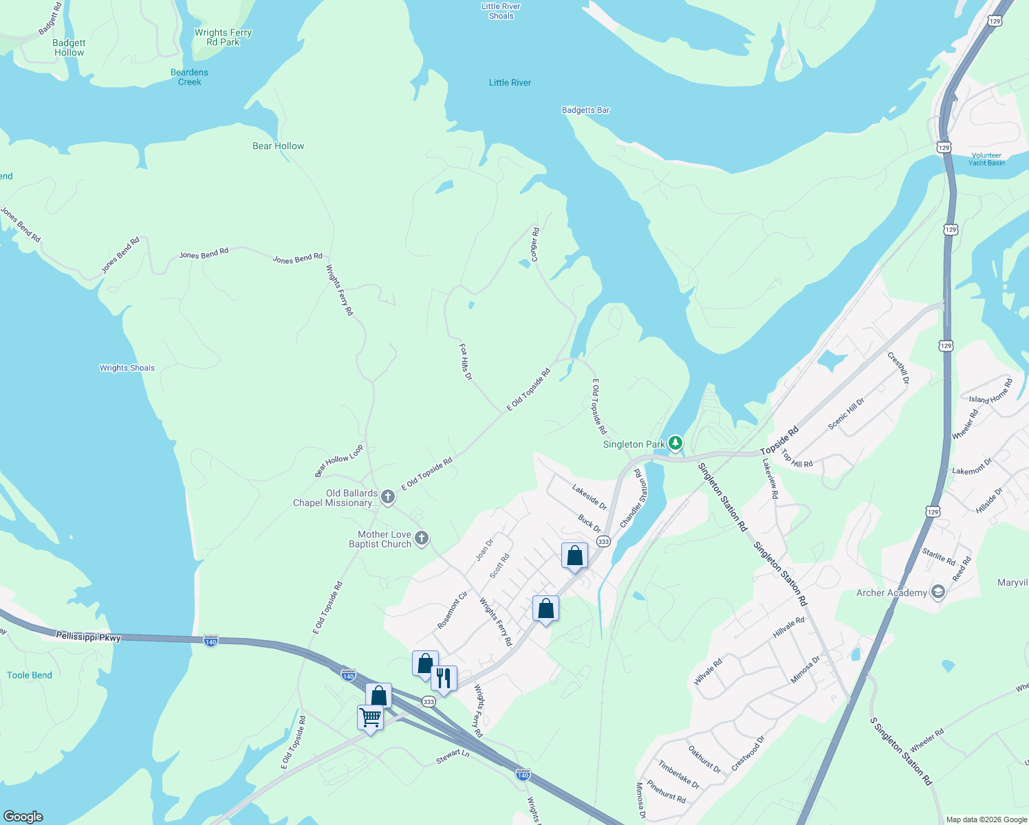 map of restaurants, bars, coffee shops, grocery stores, and more near 1747 East Old Topside Road in Louisville