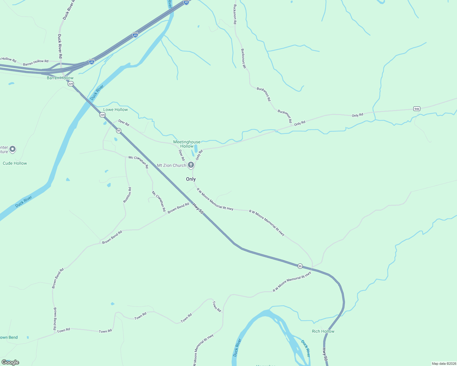 map of restaurants, bars, coffee shops, grocery stores, and more near 2249 Only Road in Only