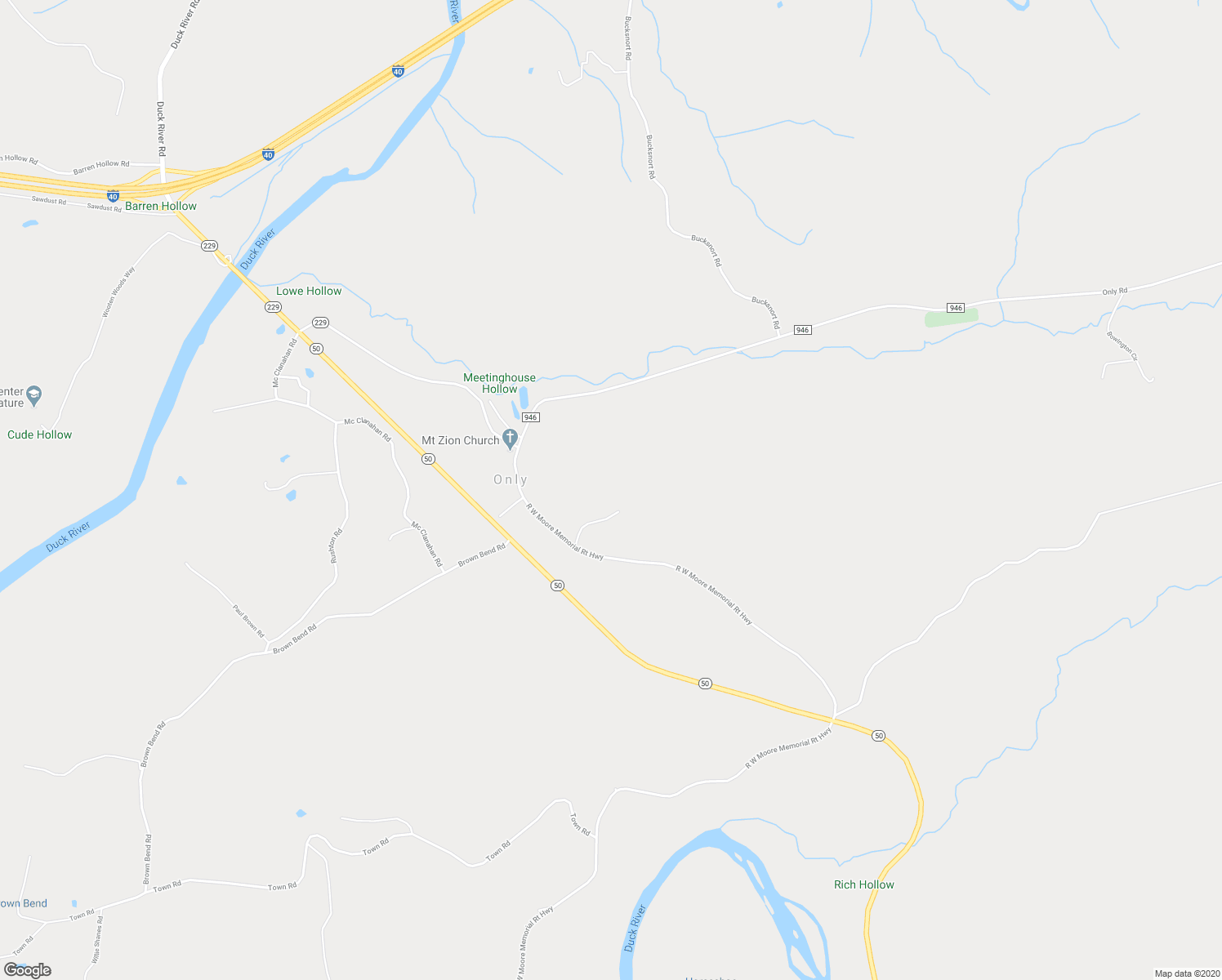 map of restaurants, bars, coffee shops, grocery stores, and more near 2249 Only Road in Only