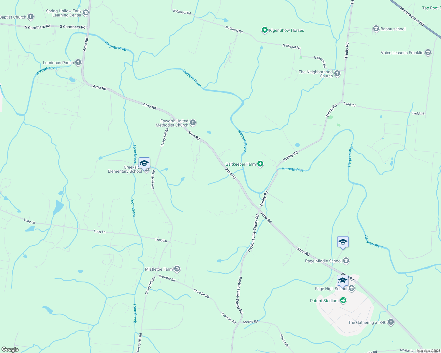 map of restaurants, bars, coffee shops, grocery stores, and more near 4379 Arno Road in Franklin