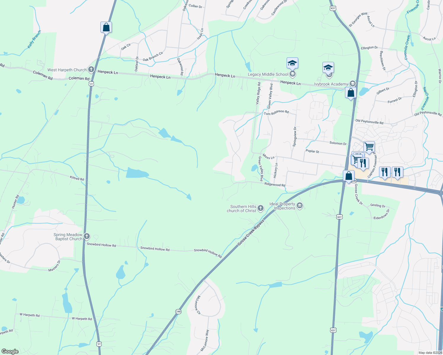 map of restaurants, bars, coffee shops, grocery stores, and more near 106 Dogwood Lane in Franklin