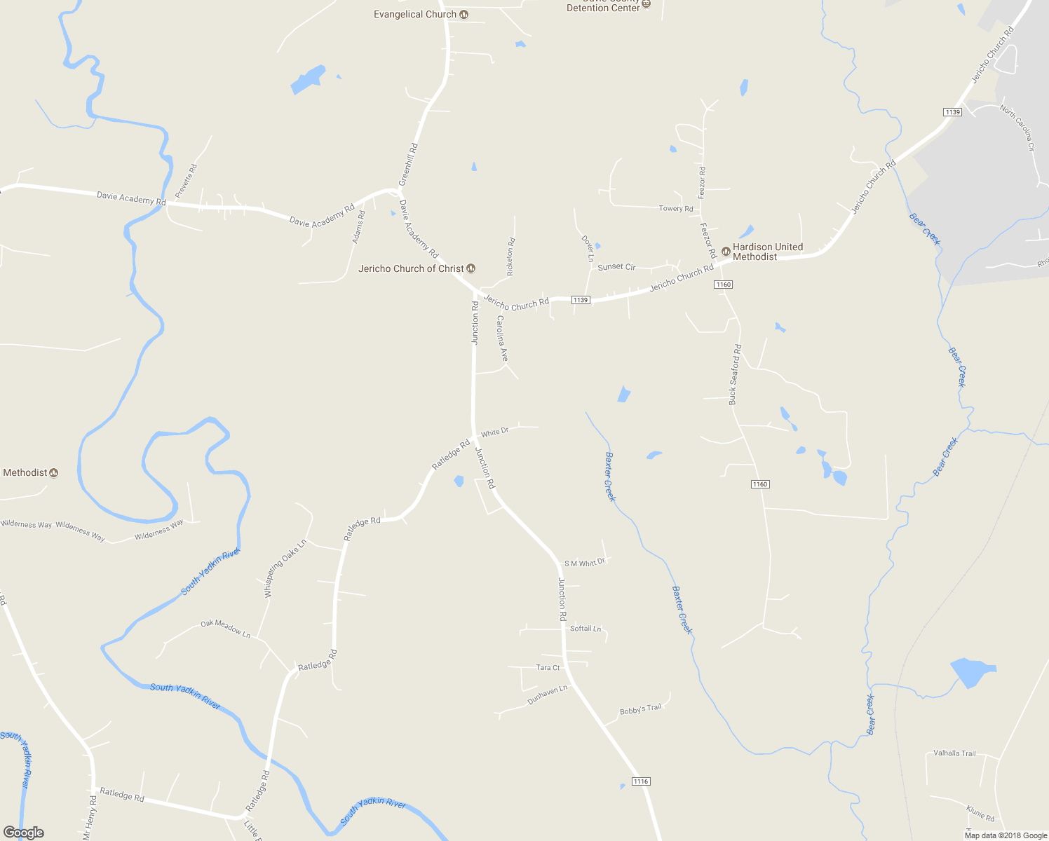map of restaurants, bars, coffee shops, grocery stores, and more near 163 White Drive in Mocksville