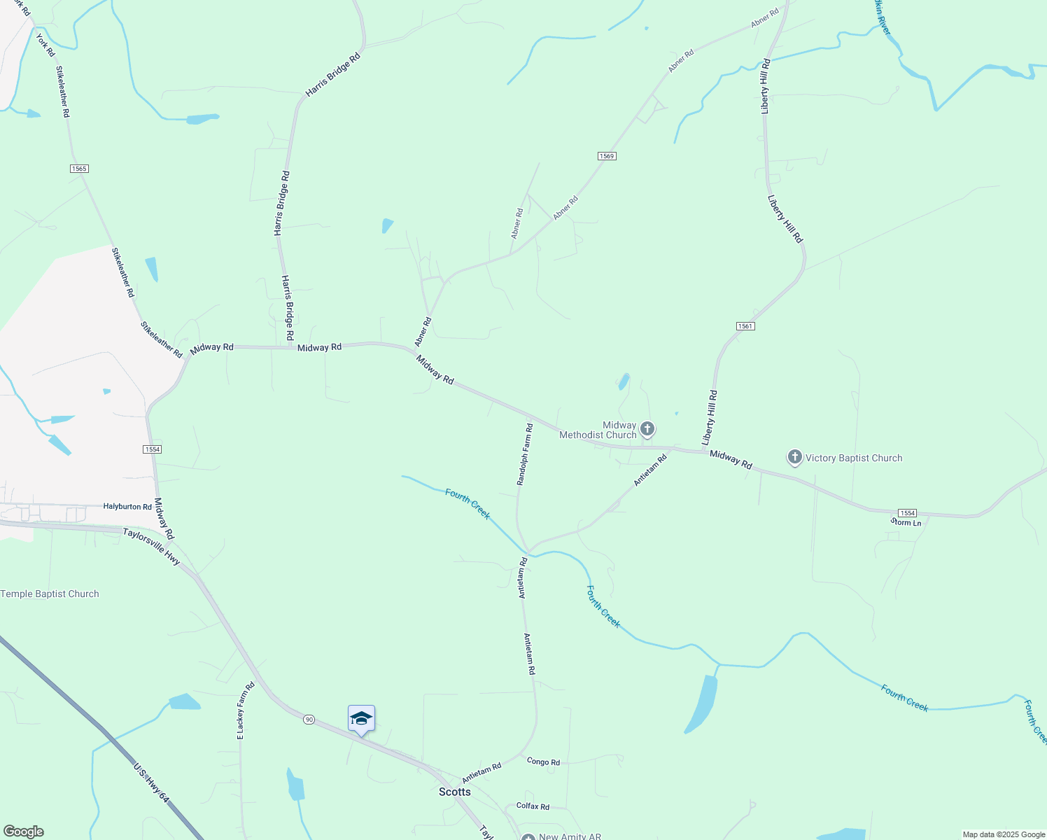 map of restaurants, bars, coffee shops, grocery stores, and more near 1294 Midway Road in Statesville