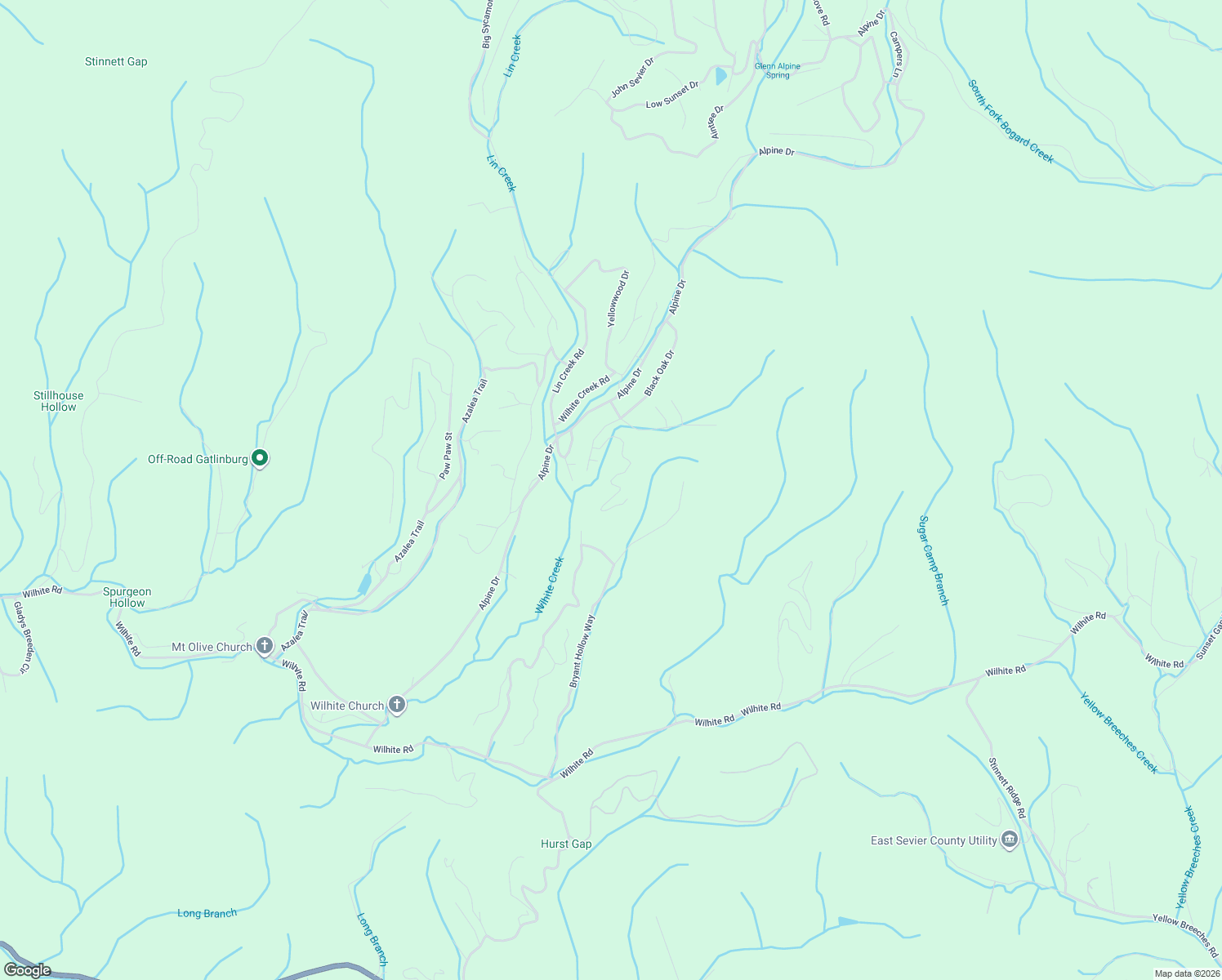 map of restaurants, bars, coffee shops, grocery stores, and more near 1659 Butternut Lane in Sevierville