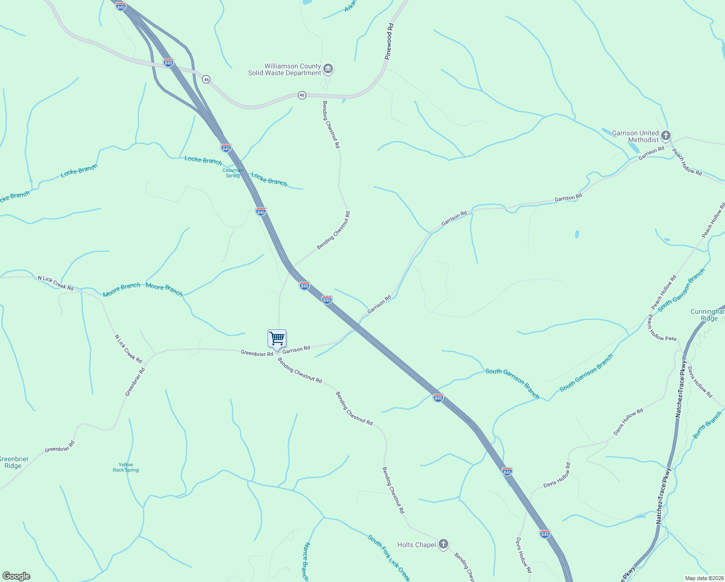map of restaurants, bars, coffee shops, grocery stores, and more near 5964 Garrison Rd in Franklin