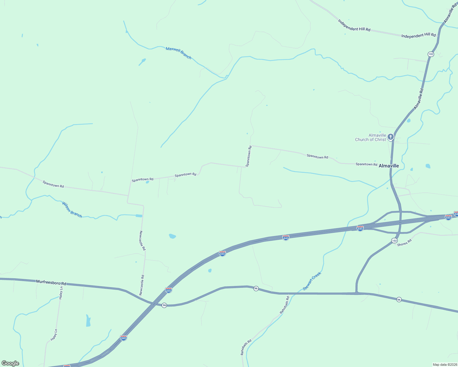 map of restaurants, bars, coffee shops, grocery stores, and more near 10409 Spanntown Road in Arrington