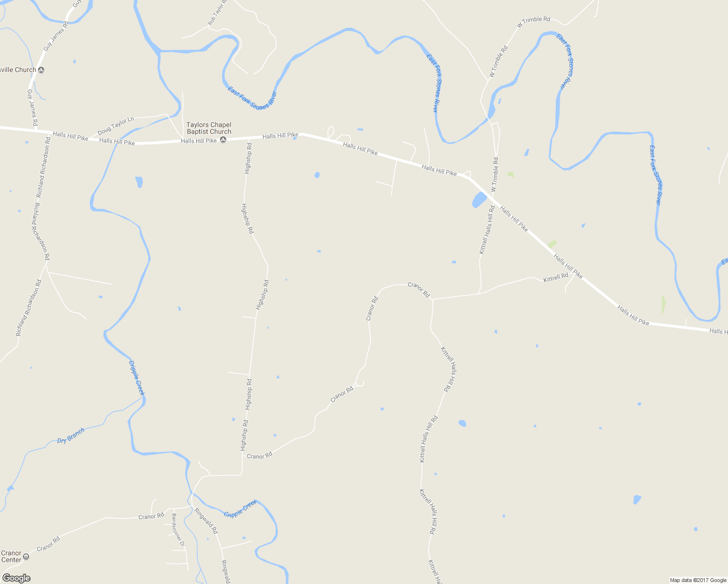 map of restaurants, bars, coffee shops, grocery stores, and more near 4645 Cranor Road in Murfreesboro