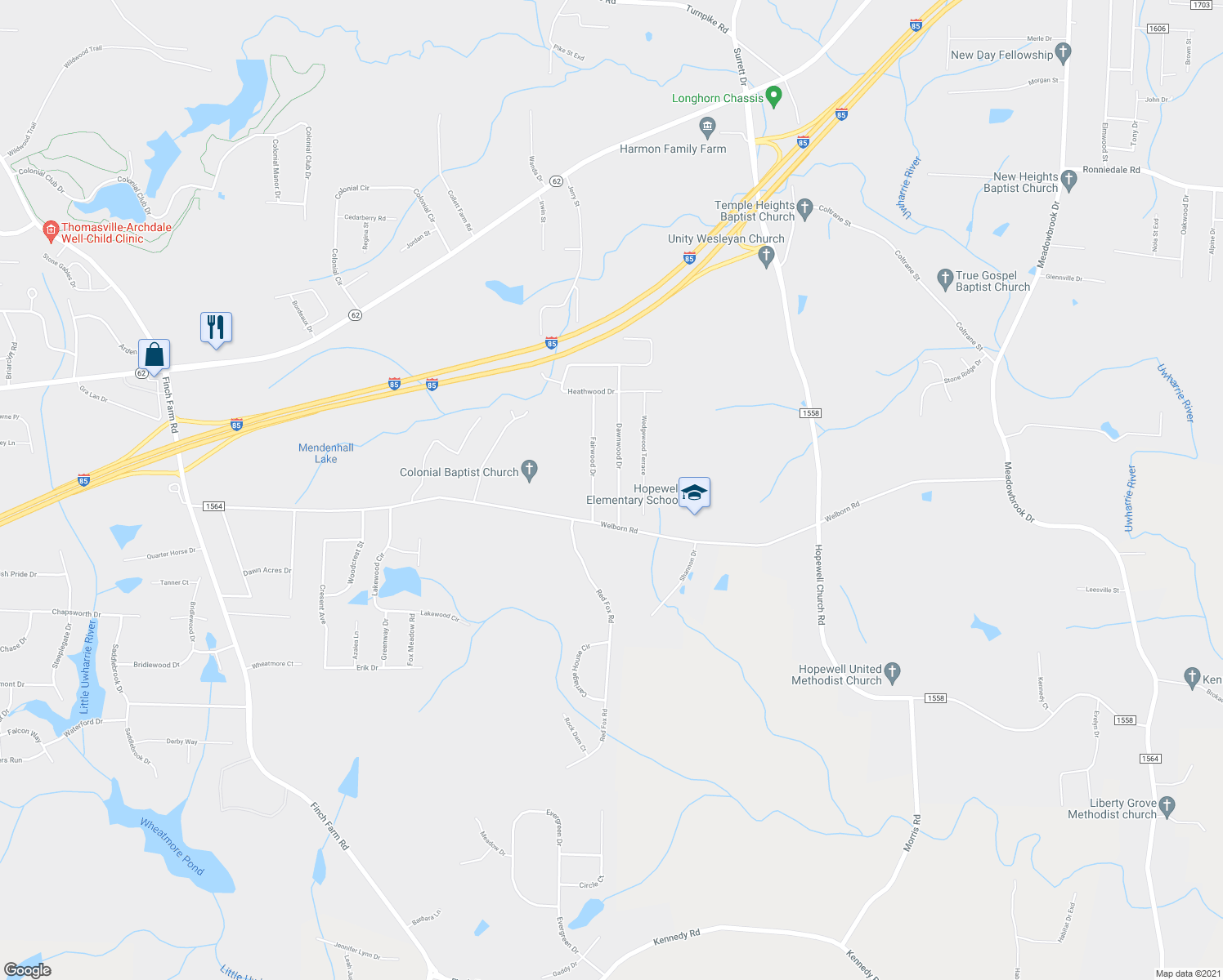 map of restaurants, bars, coffee shops, grocery stores, and more near 4163 Dawnwood Dr in Trinity