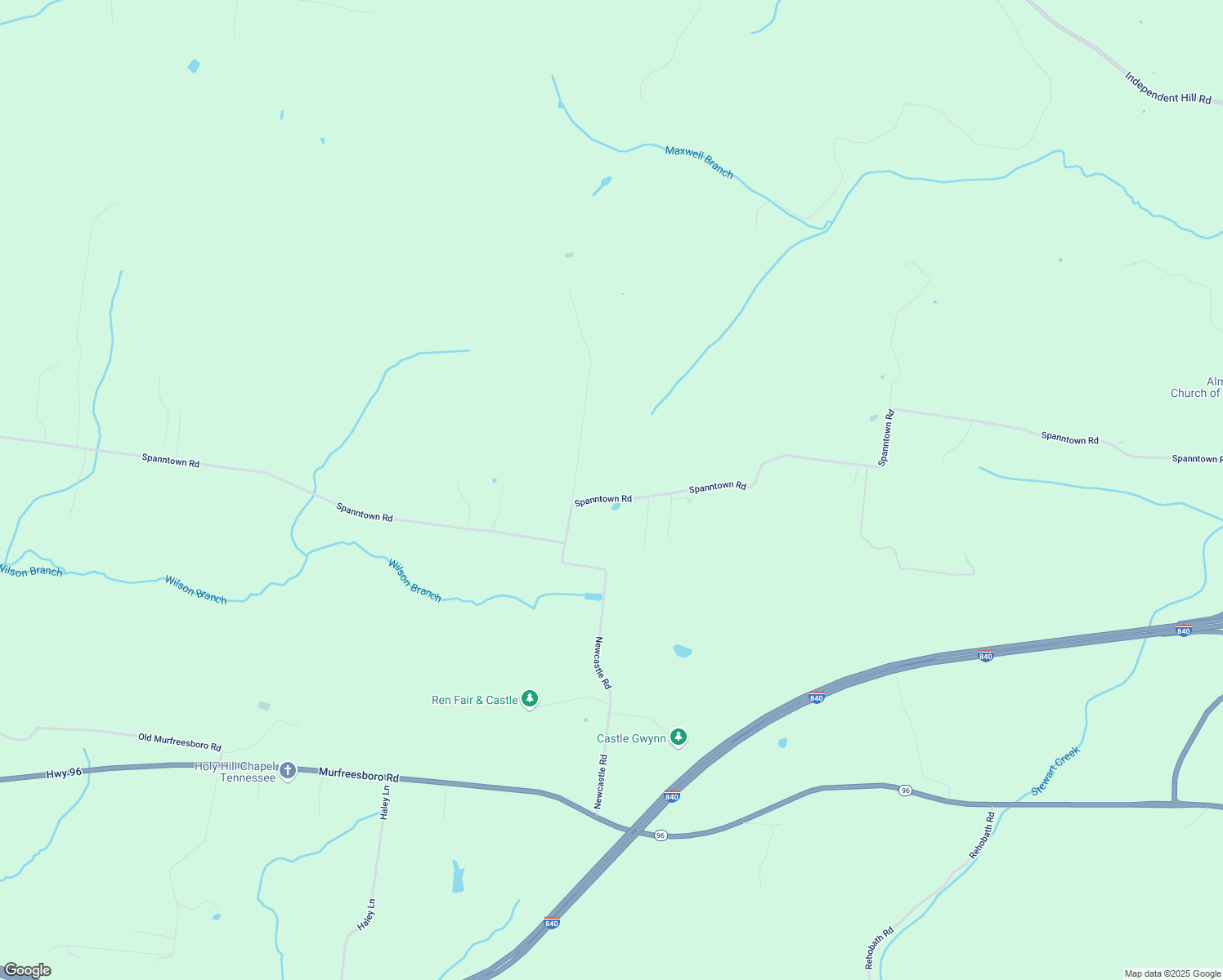 map of restaurants, bars, coffee shops, grocery stores, and more near 11140 Spanntown Road in Arrington