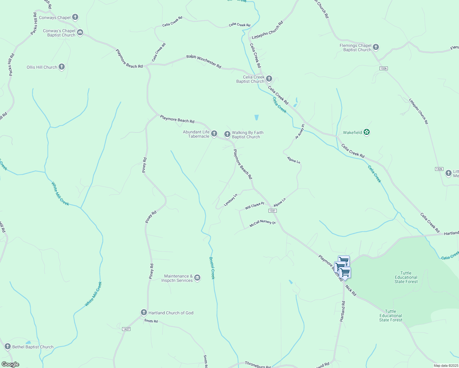 map of restaurants, bars, coffee shops, grocery stores, and more near 2704-2727 Lindsey Lane in Lenoir