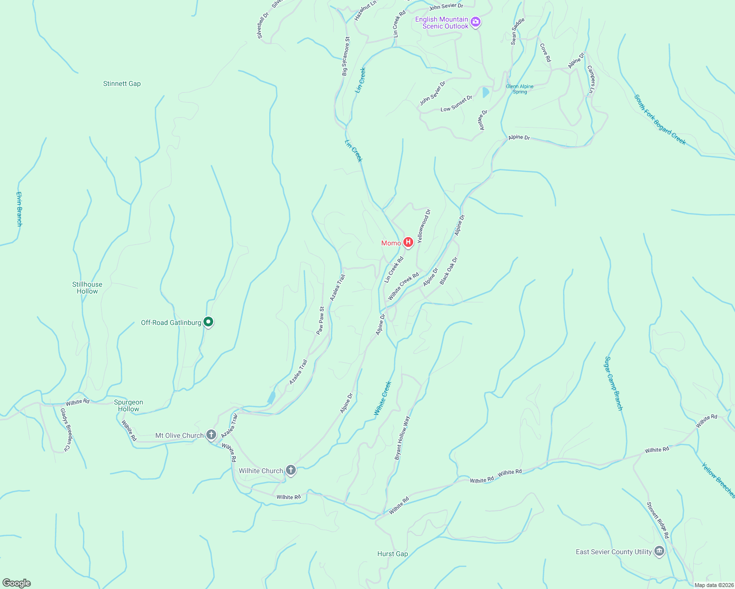 map of restaurants, bars, coffee shops, grocery stores, and more near 1555 Ridge View Drive in Sevierville