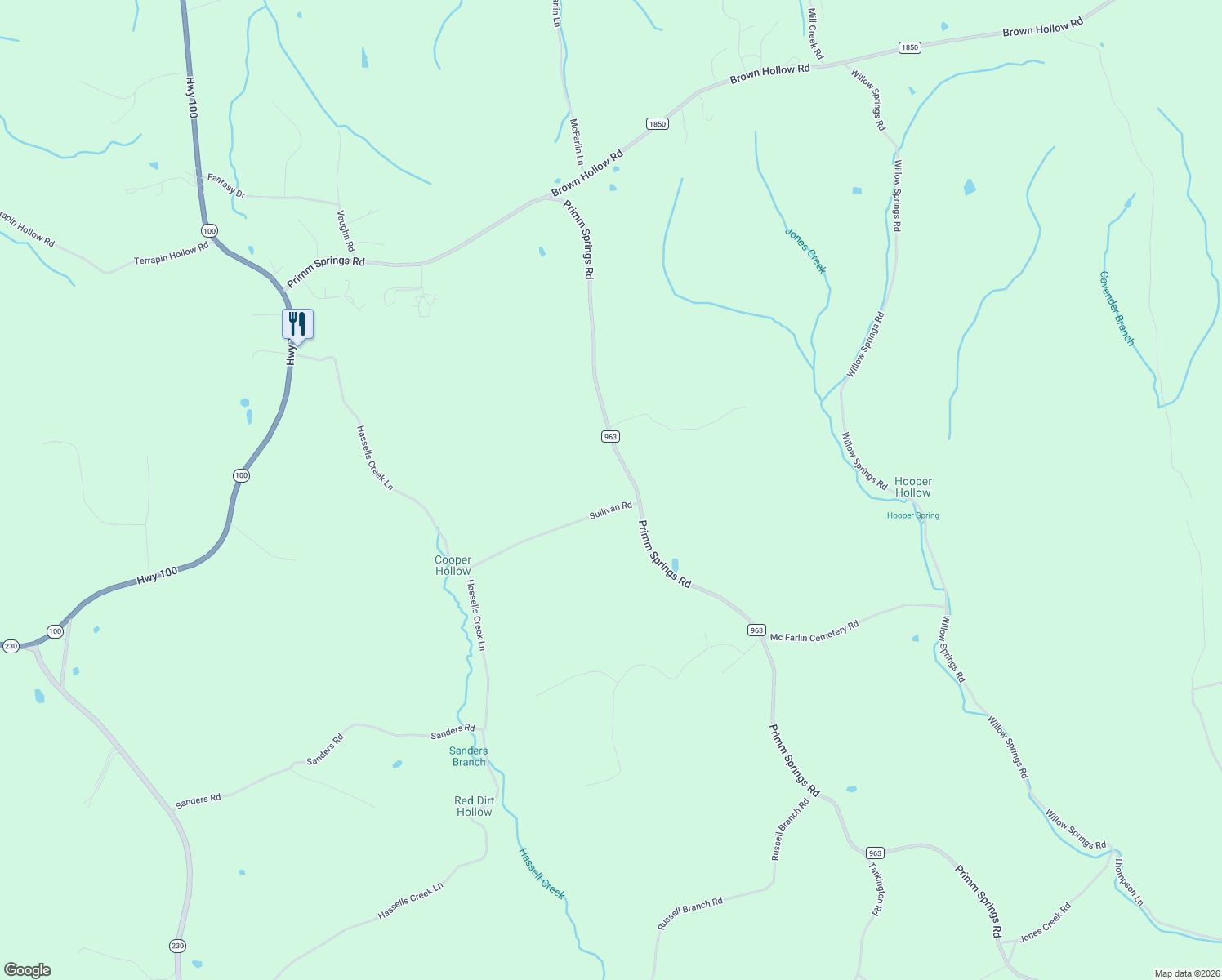 map of restaurants, bars, coffee shops, grocery stores, and more near 6303 Sullivan Road in Lyles