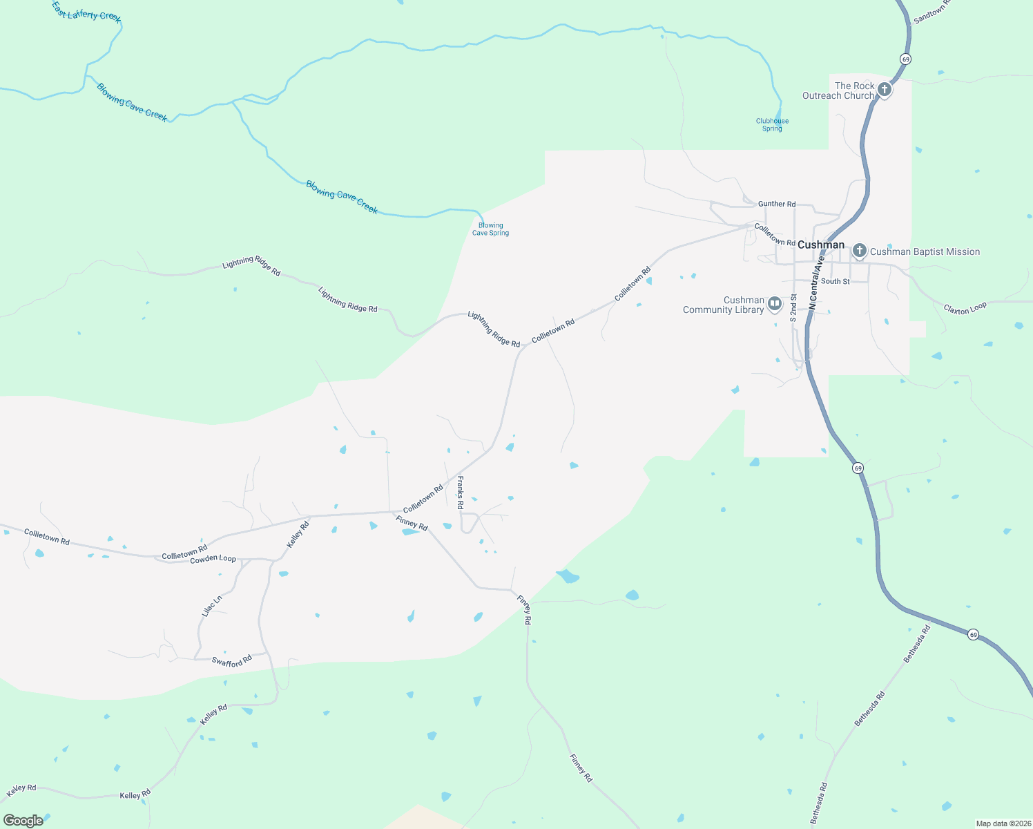 map of restaurants, bars, coffee shops, grocery stores, and more near 905 Collietown Road in Batesville