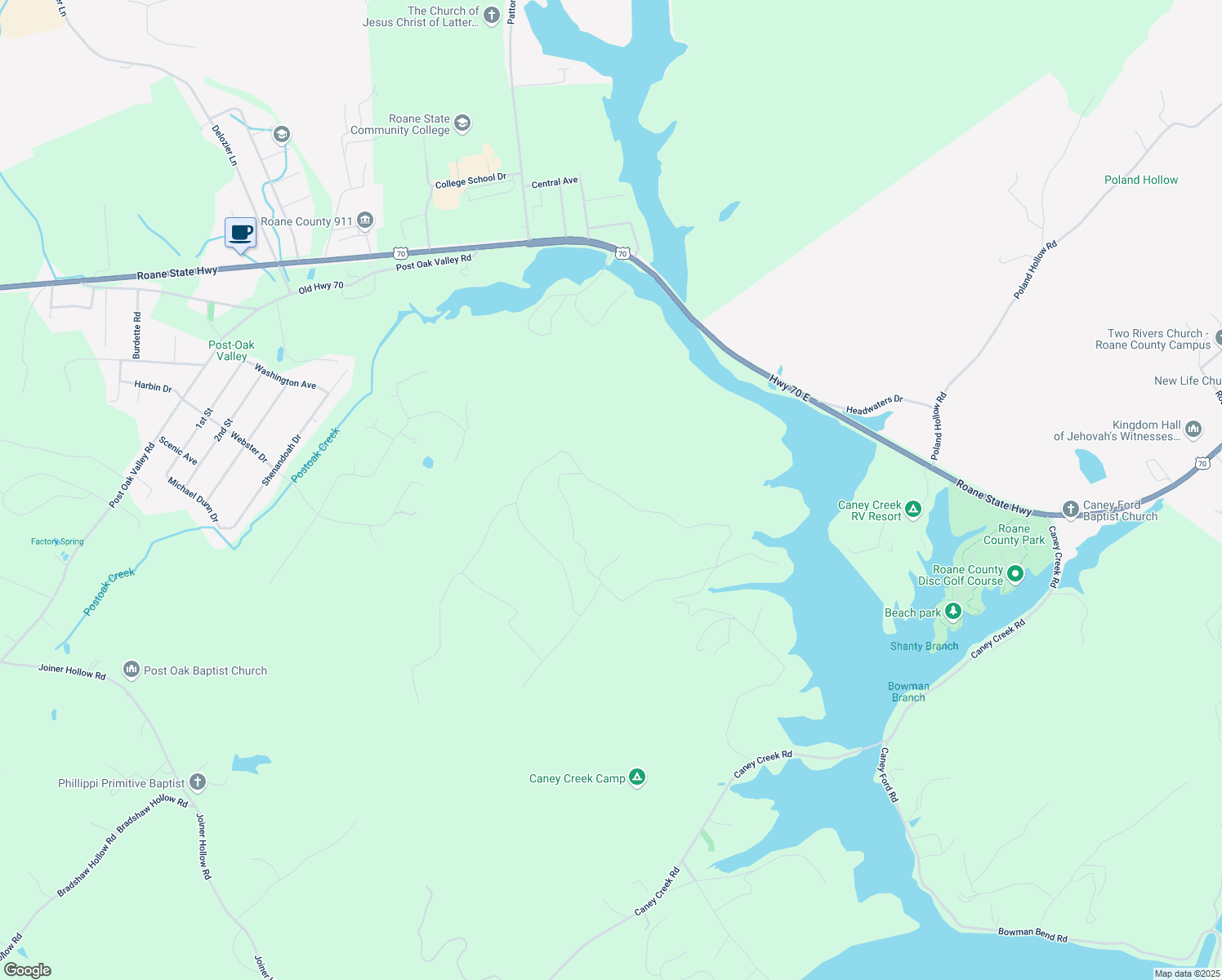 map of restaurants, bars, coffee shops, grocery stores, and more near 348 Bowers Road in Harriman