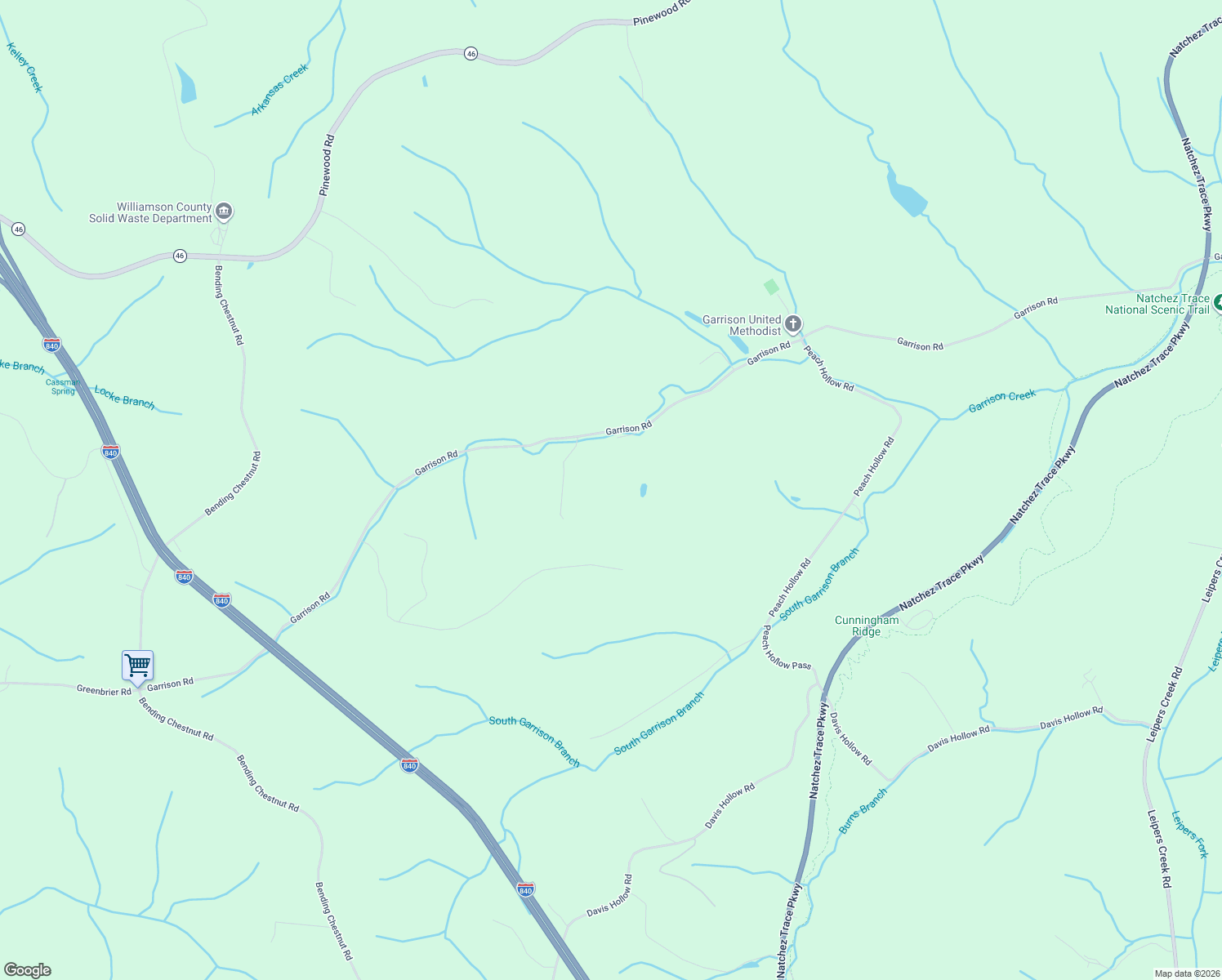 map of restaurants, bars, coffee shops, grocery stores, and more near 5861 Garrison Road in Franklin