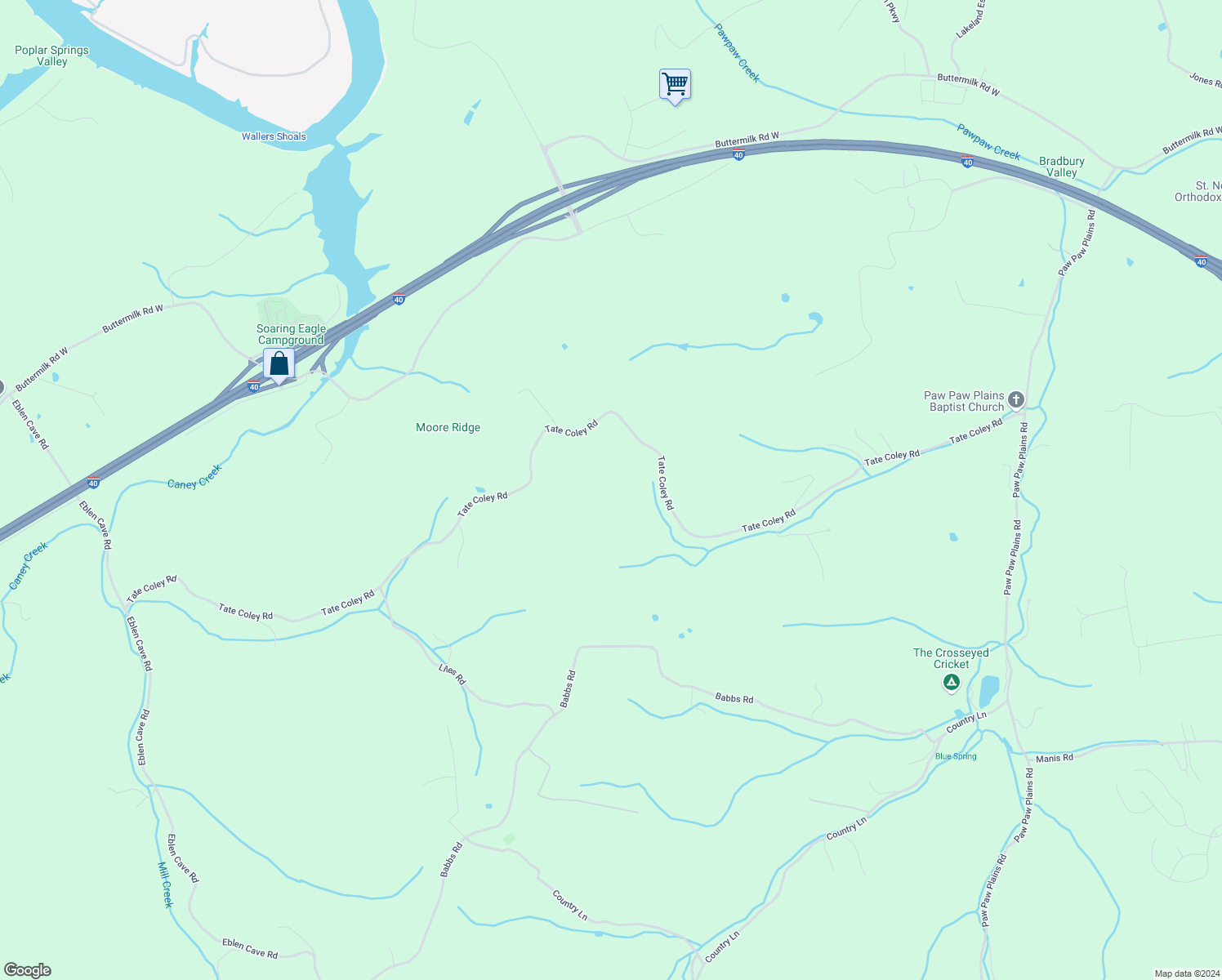 map of restaurants, bars, coffee shops, grocery stores, and more near 651 Tate Coley Road in Lenoir City