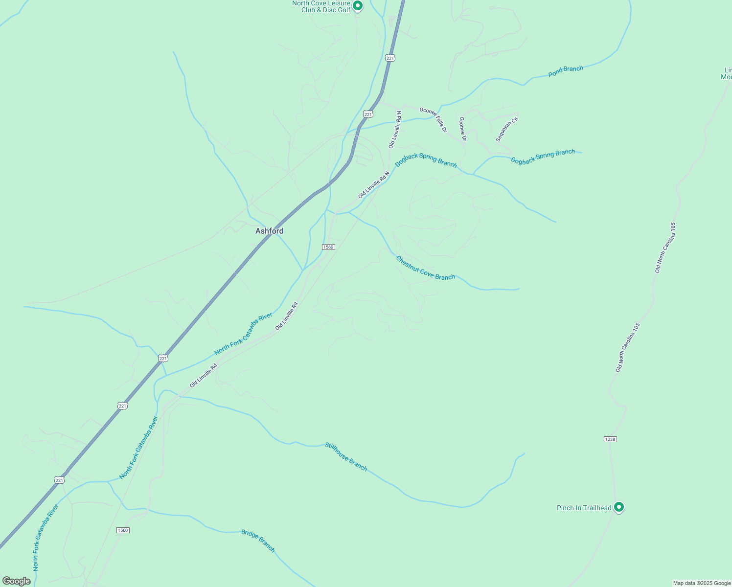 map of restaurants, bars, coffee shops, grocery stores, and more near Fox Ridge Trail in McDowell County