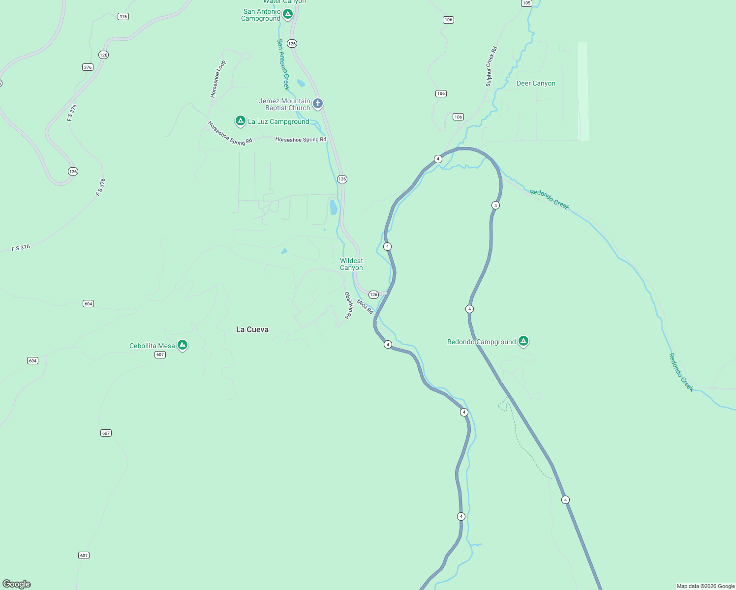 map of restaurants, bars, coffee shops, grocery stores, and more near 38724 Highway 126 in Jemez Springs