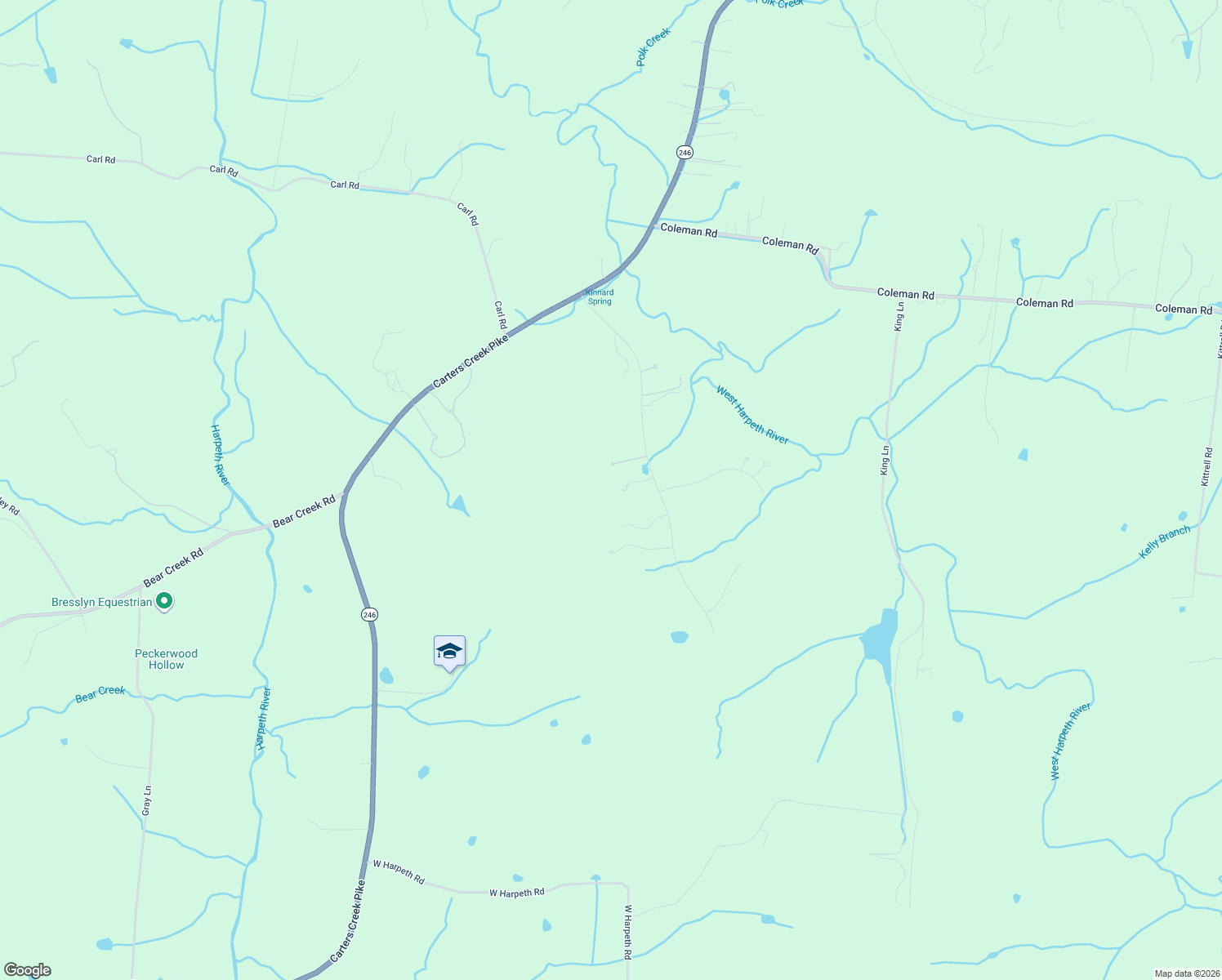 map of restaurants, bars, coffee shops, grocery stores, and more near 3231 Kinnard Springs Road in Franklin