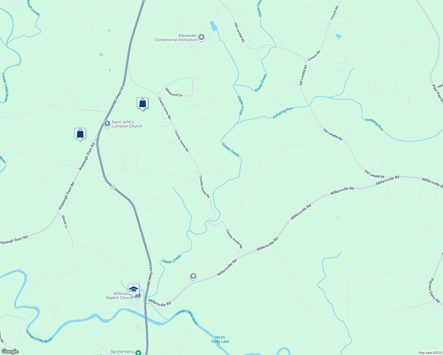 map of restaurants, bars, coffee shops, grocery stores, and more near 180 Glade Creek Drive in Taylorsville