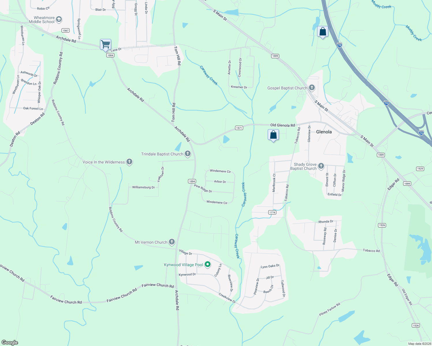 map of restaurants, bars, coffee shops, grocery stores, and more near 5582 Windemere Circle in Trinity