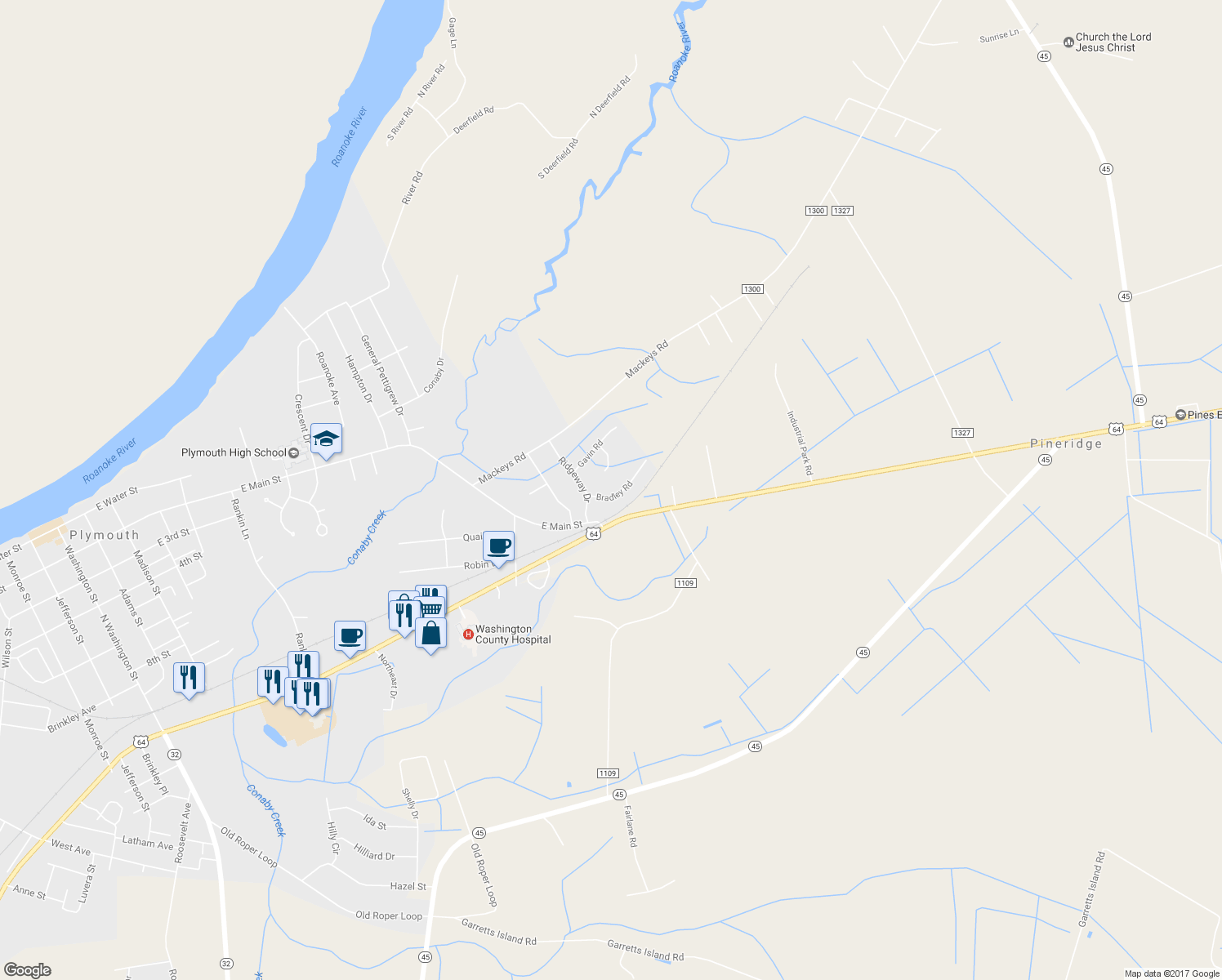 map of restaurants, bars, coffee shops, grocery stores, and more near 112 Bradley Road in Plymouth