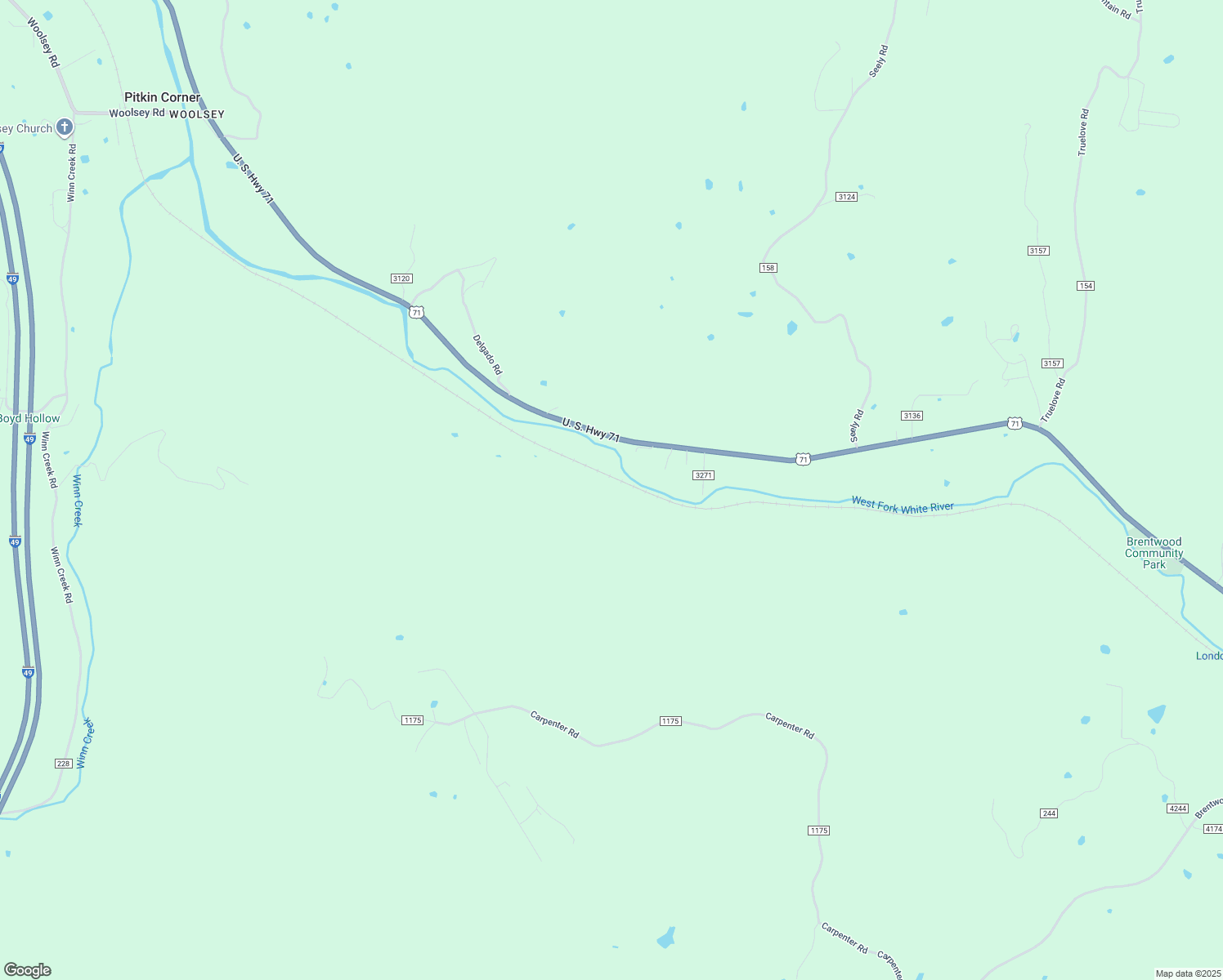 map of restaurants, bars, coffee shops, grocery stores, and more near 15901 U.S. 71 in Winslow