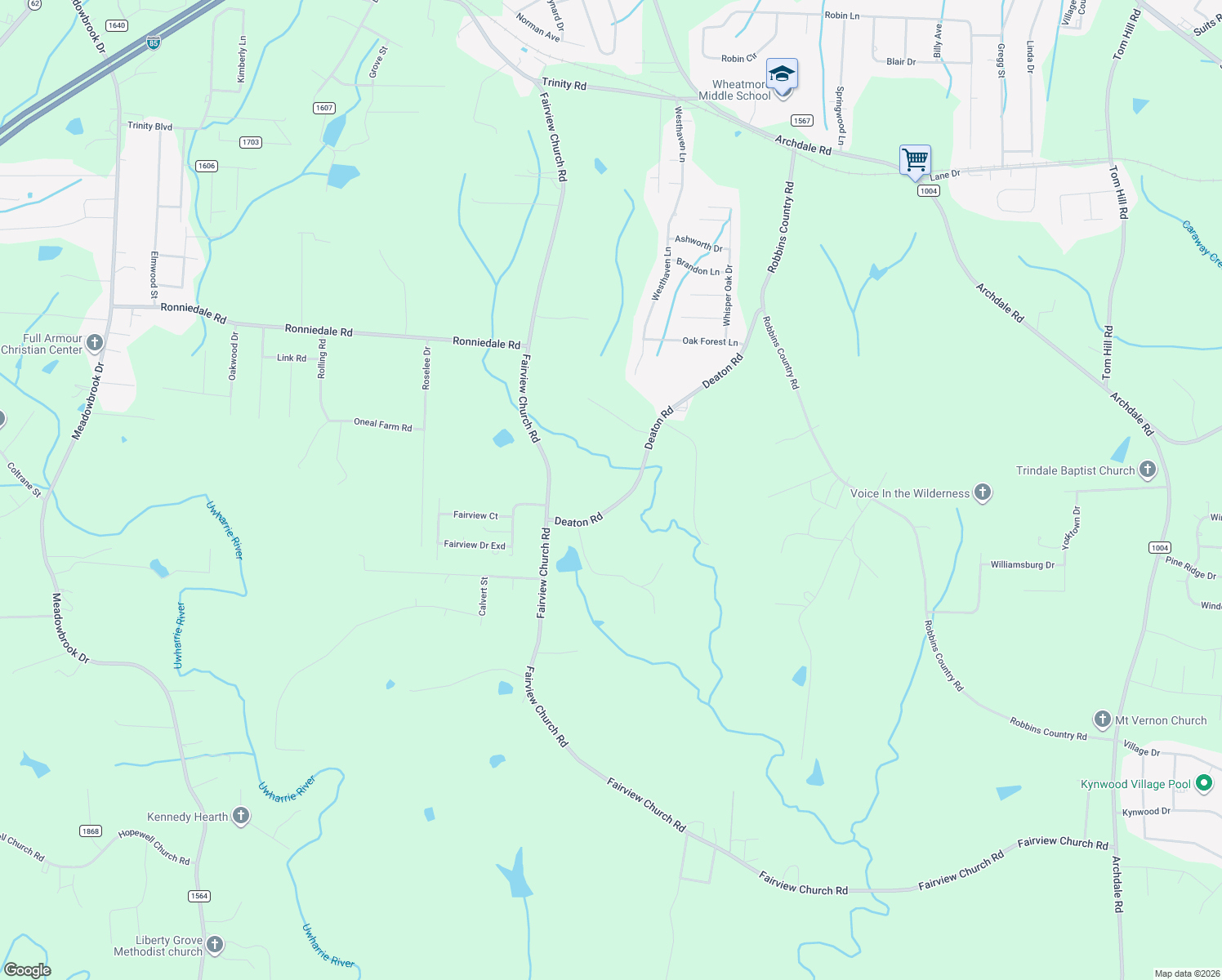 map of restaurants, bars, coffee shops, grocery stores, and more near 4717 Deaton Road in Trinity