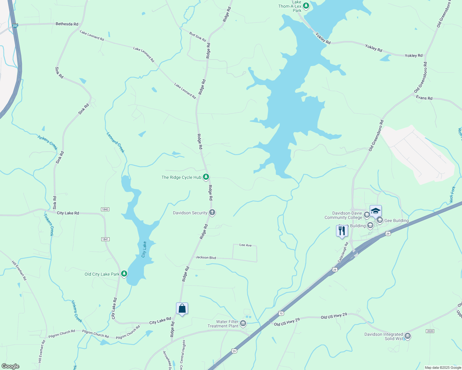 map of restaurants, bars, coffee shops, grocery stores, and more near 316 Lexington-Thomasville Road in Lexington