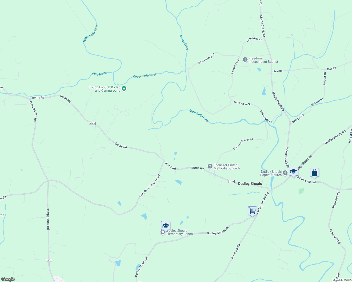 map of restaurants, bars, coffee shops, grocery stores, and more near 4874 Burns Road in Granite Falls