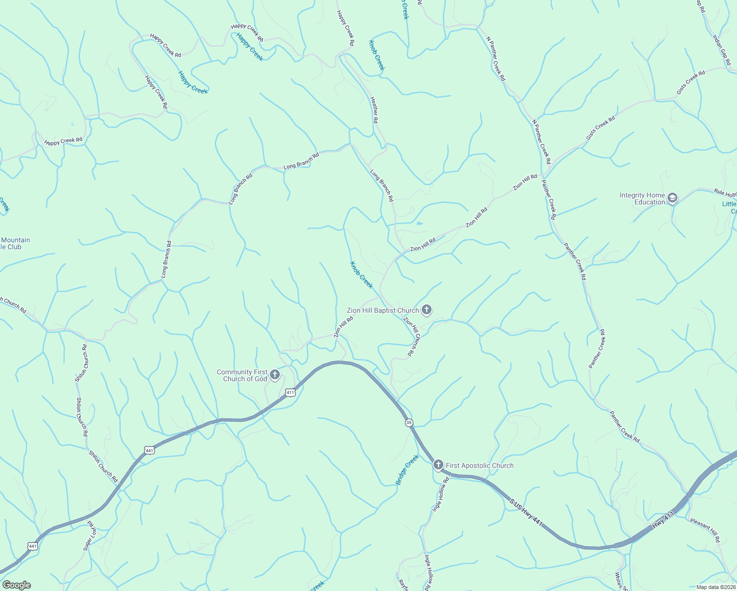 map of restaurants, bars, coffee shops, grocery stores, and more near 350 Zion Hill Road in Seymour