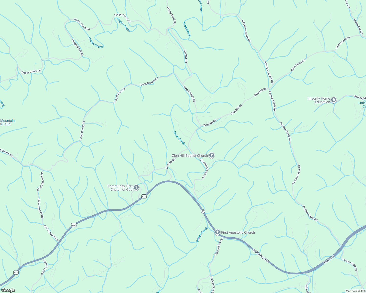 map of restaurants, bars, coffee shops, grocery stores, and more near 350 Zion Hill Road in Seymour
