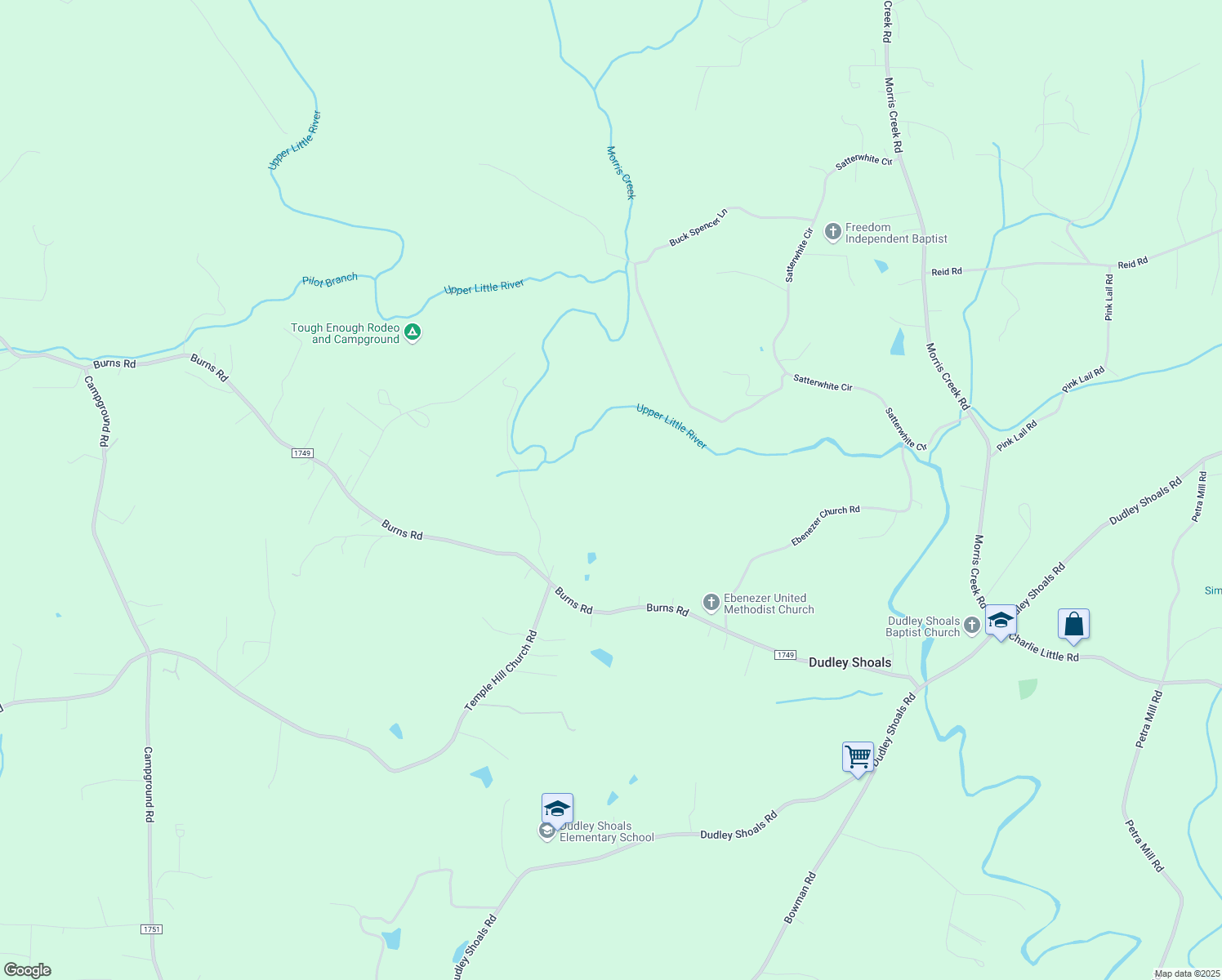 map of restaurants, bars, coffee shops, grocery stores, and more near 4874 Burns Road in Granite Falls