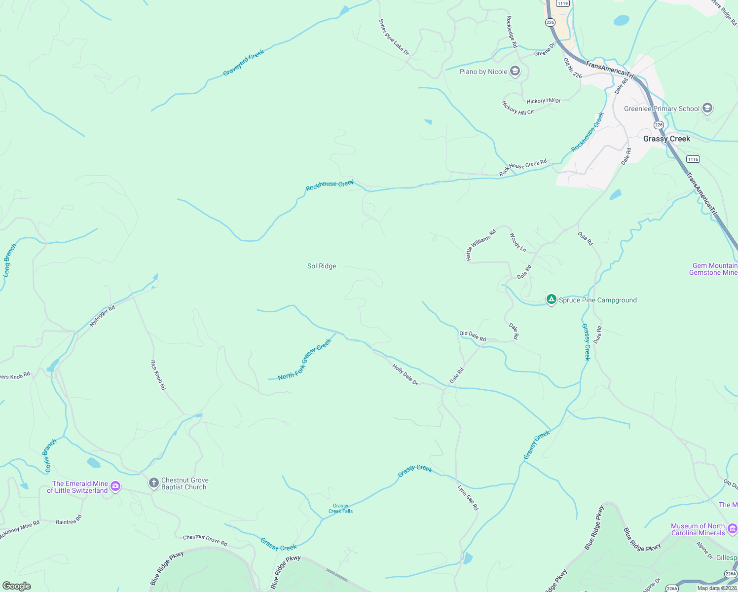 map of restaurants, bars, coffee shops, grocery stores, and more near 840 Holly Dale Drive in Spruce Pine