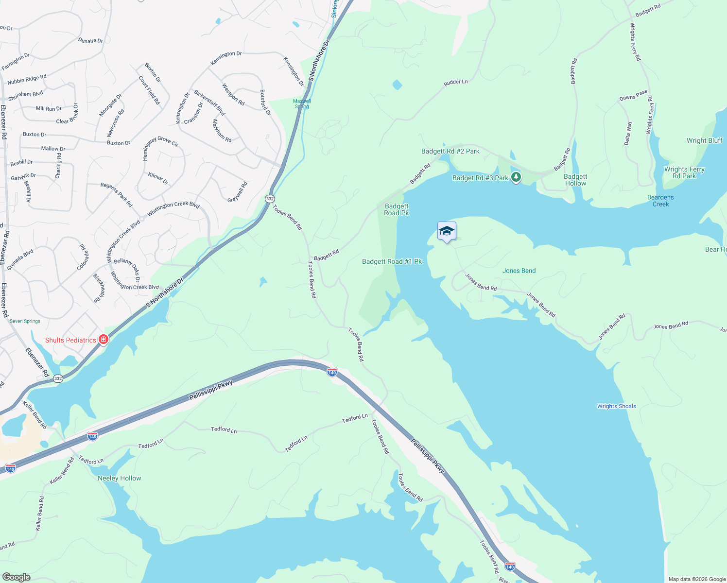 map of restaurants, bars, coffee shops, grocery stores, and more near 2344 Tooles Bend Road in Knoxville