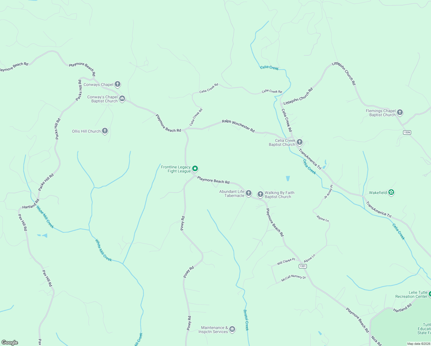 map of restaurants, bars, coffee shops, grocery stores, and more near 2909 Playmore Beach Road in Lenoir