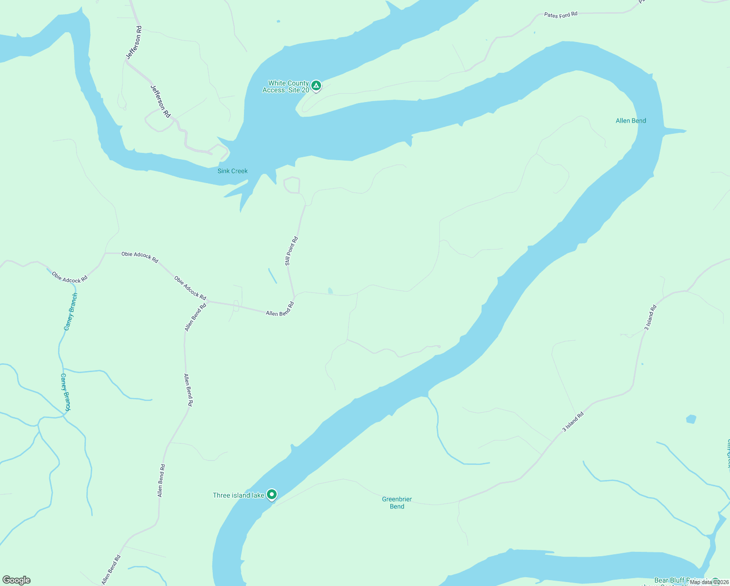 map of restaurants, bars, coffee shops, grocery stores, and more near 3370 Allen Bend Road in Smithville