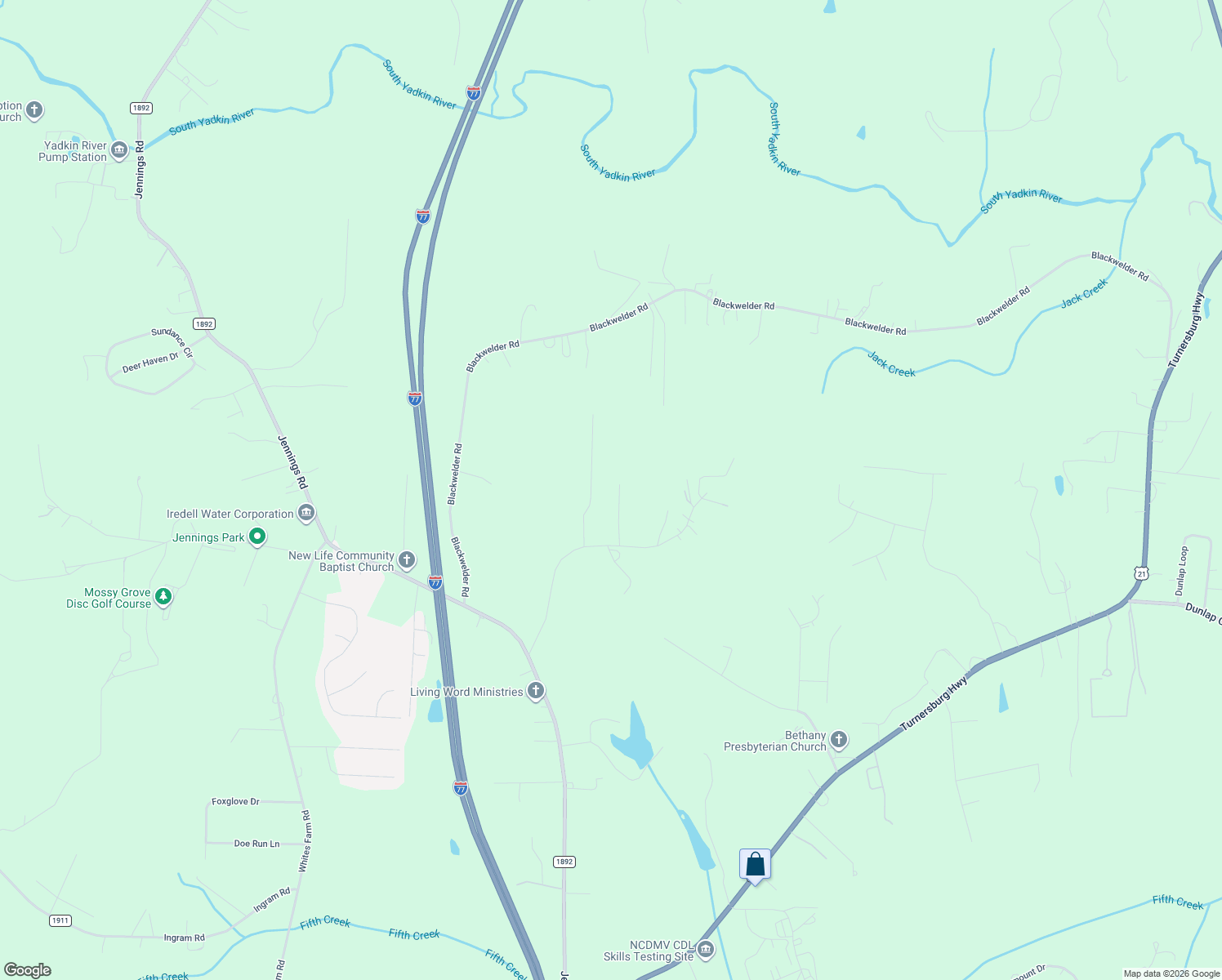map of restaurants, bars, coffee shops, grocery stores, and more near 147 Rydel Lane in Statesville