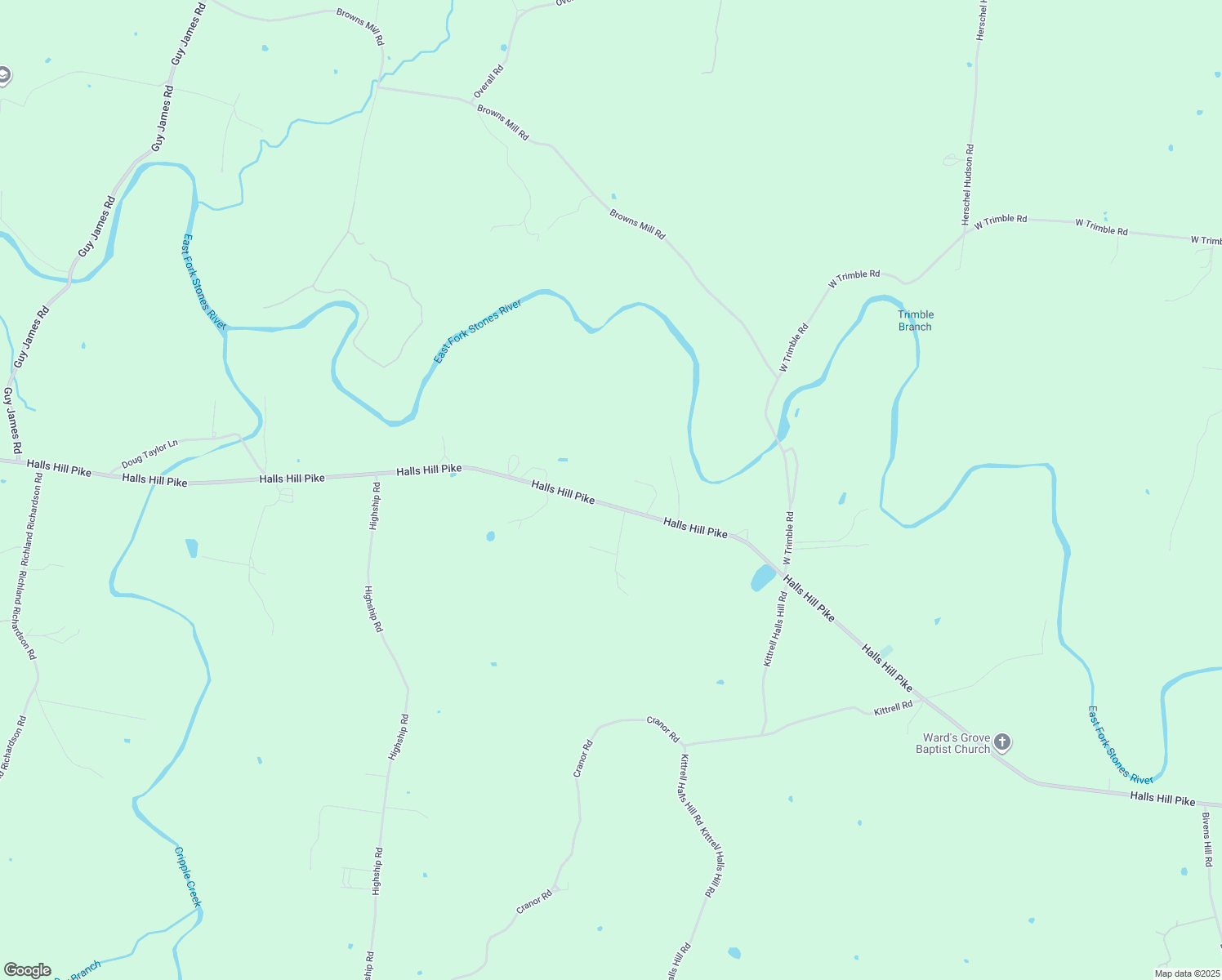 map of restaurants, bars, coffee shops, grocery stores, and more near 6519 Halls Hill Pike in Murfreesboro