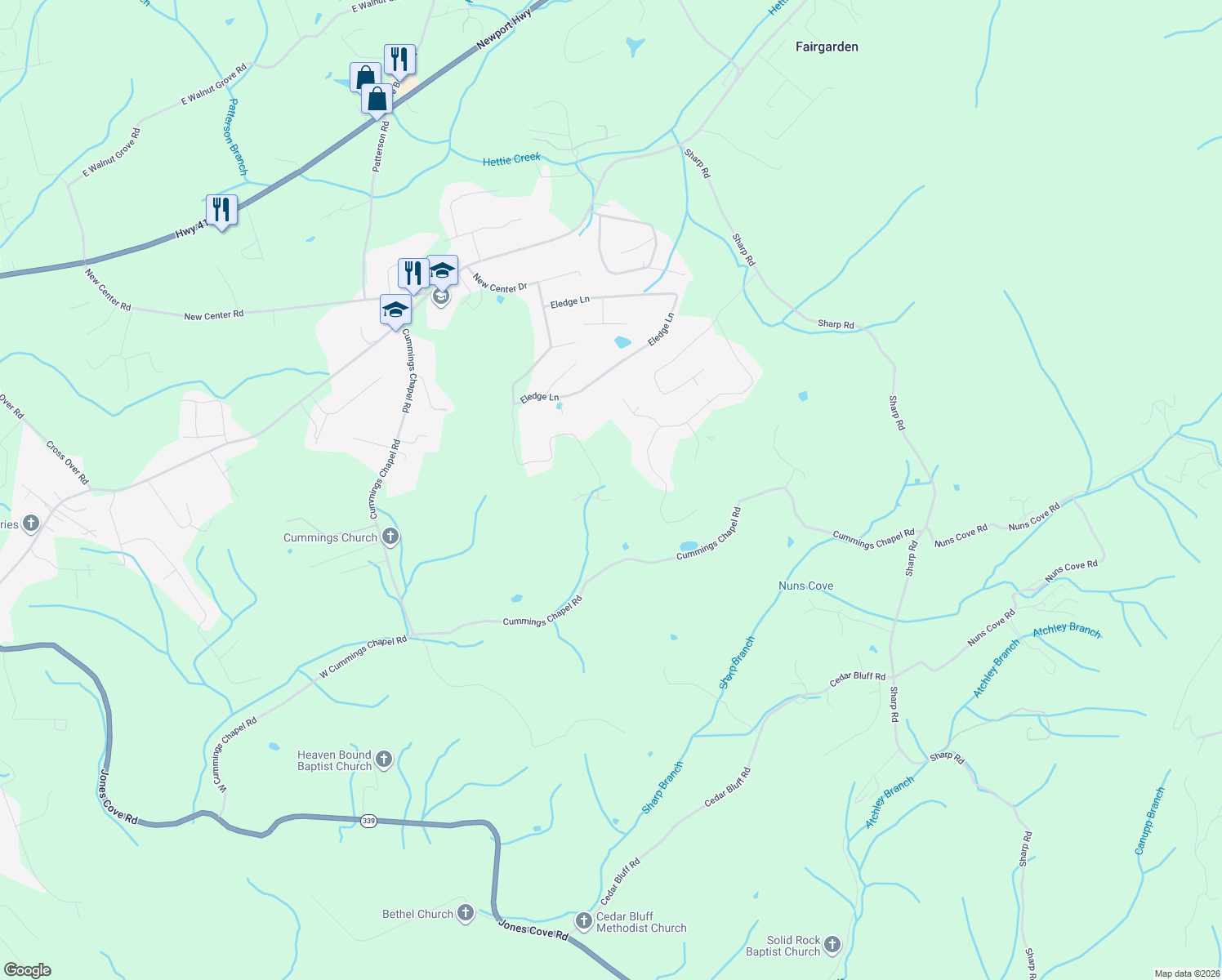 map of restaurants, bars, coffee shops, grocery stores, and more near 736 Smoky Mountain View Drive in Sevierville