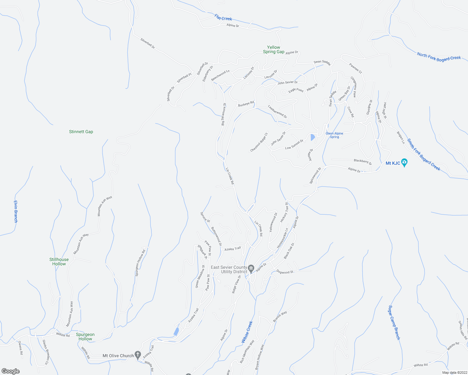 map of restaurants, bars, coffee shops, grocery stores, and more near Lin Creek Road in Sevierville