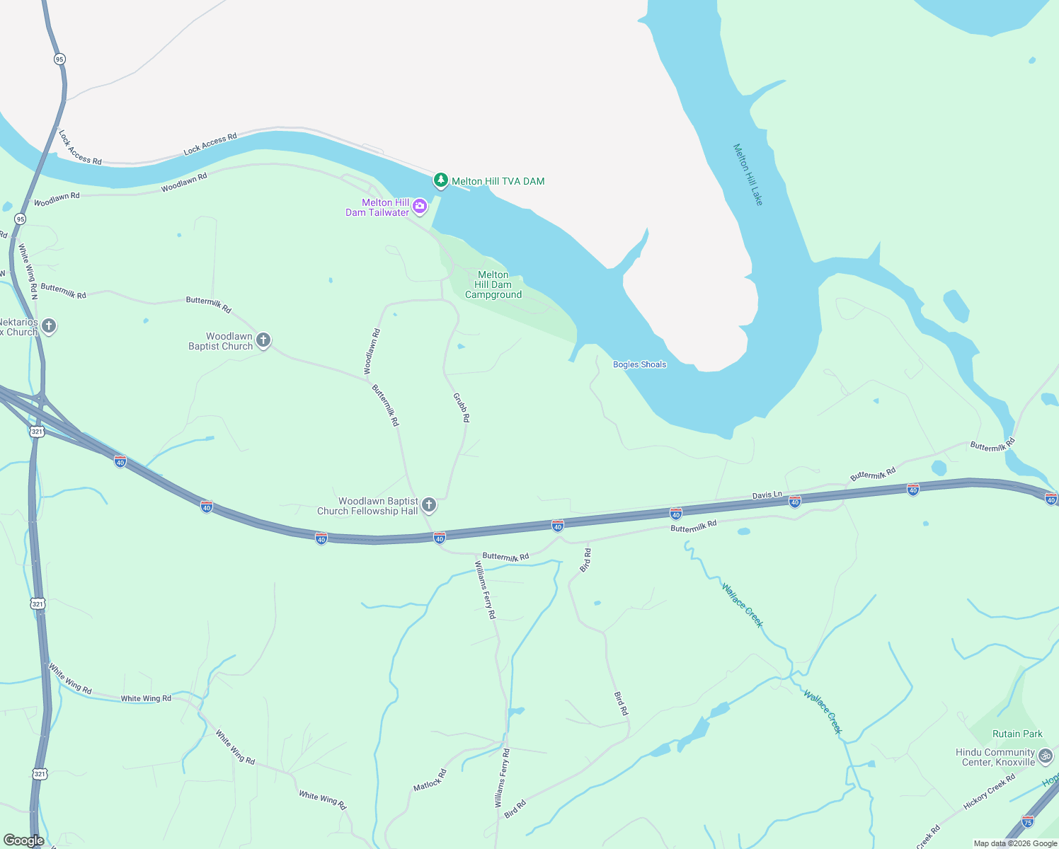 map of restaurants, bars, coffee shops, grocery stores, and more near 1867 Grubb Road in Lenoir City
