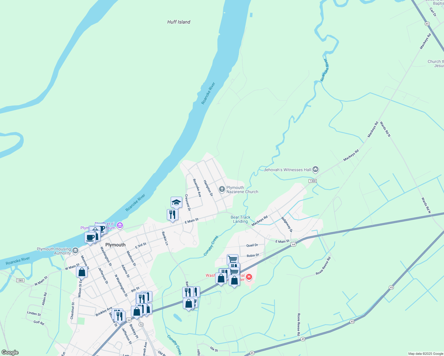 map of restaurants, bars, coffee shops, grocery stores, and more near General Matt Ransome Drive in Plymouth