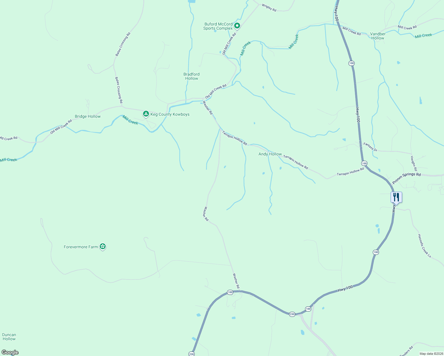 map of restaurants, bars, coffee shops, grocery stores, and more near 6060 Washer Road in Lyles