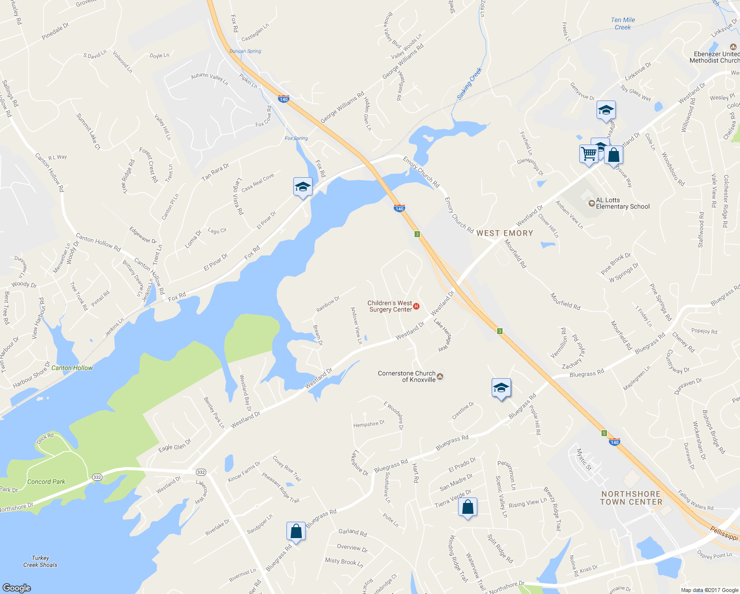 map of restaurants, bars, coffee shops, grocery stores, and more near 940 Hamilton Ridge Lane in Knoxville